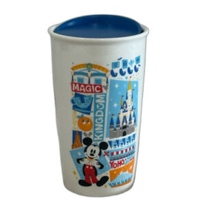 Disney Parks Magic Kingdom Starbucks 12oz. Ceramic Travel Mug / Tumbler with Lid